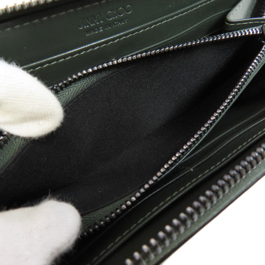 JIMMY CHOO Long Wallet Purse leather green logo mens(Unisex) Used Authentic