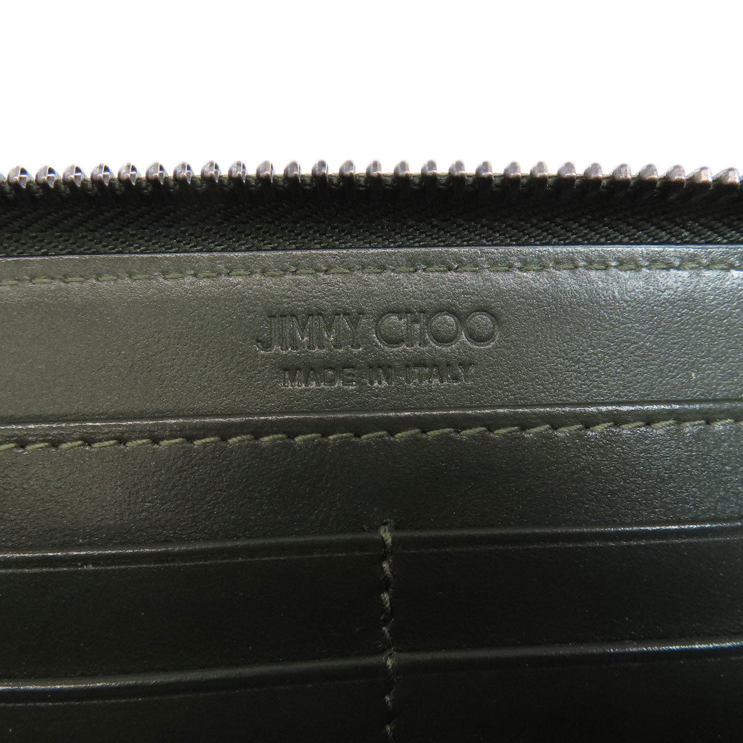 JIMMY CHOO Long Wallet Purse leather green logo mens(Unisex) Used Authentic