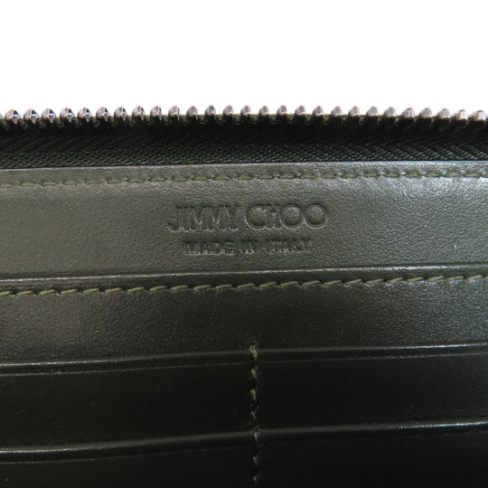 JIMMY CHOO Long Wallet Purse leather green logo mens(Unisex) Used Authentic