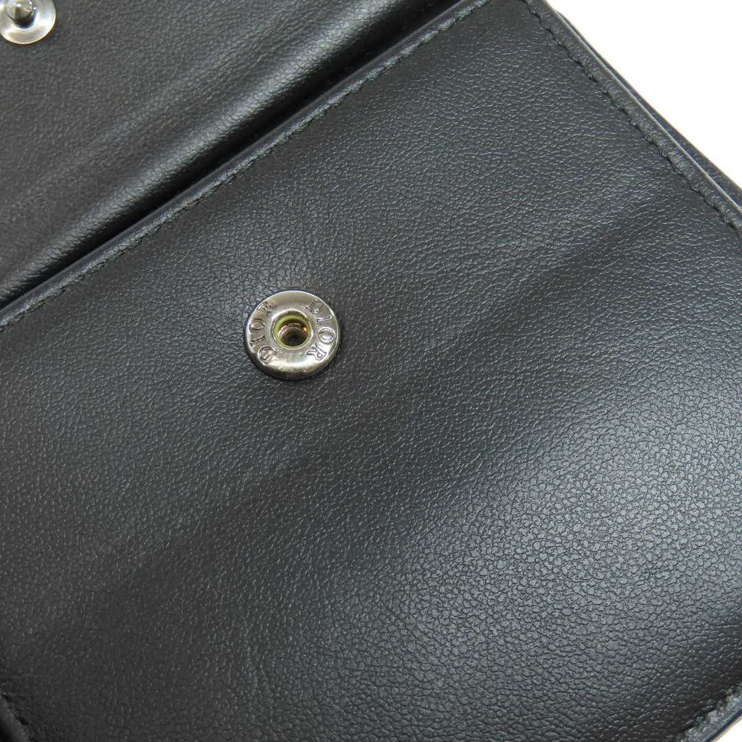 Christian Dior Bifold Wallet leather black Trotter Pattern