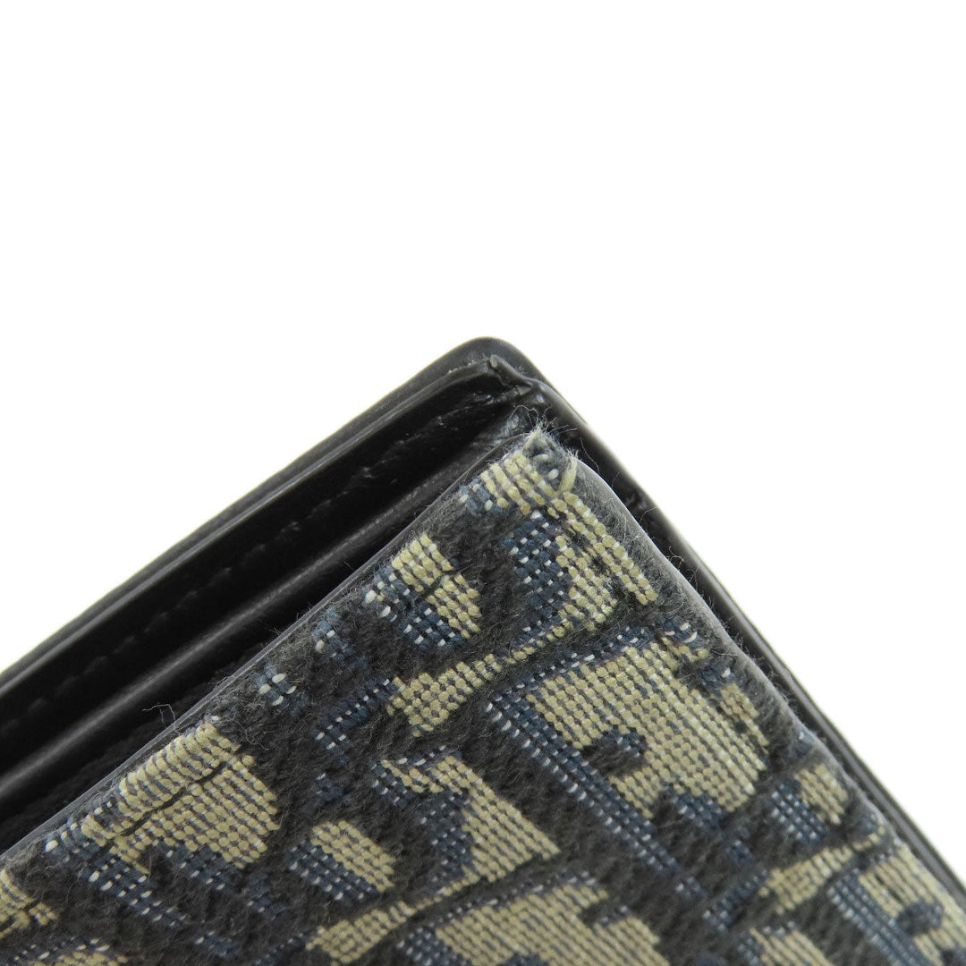 Christian Dior Bifold Wallet leather black Trotter Pattern