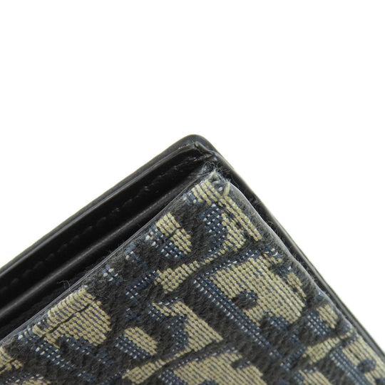 Christian Dior Bifold Wallet leather black Trotter Pattern