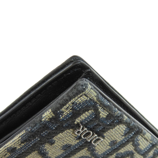 Christian Dior Bifold Wallet leather black Trotter Pattern
