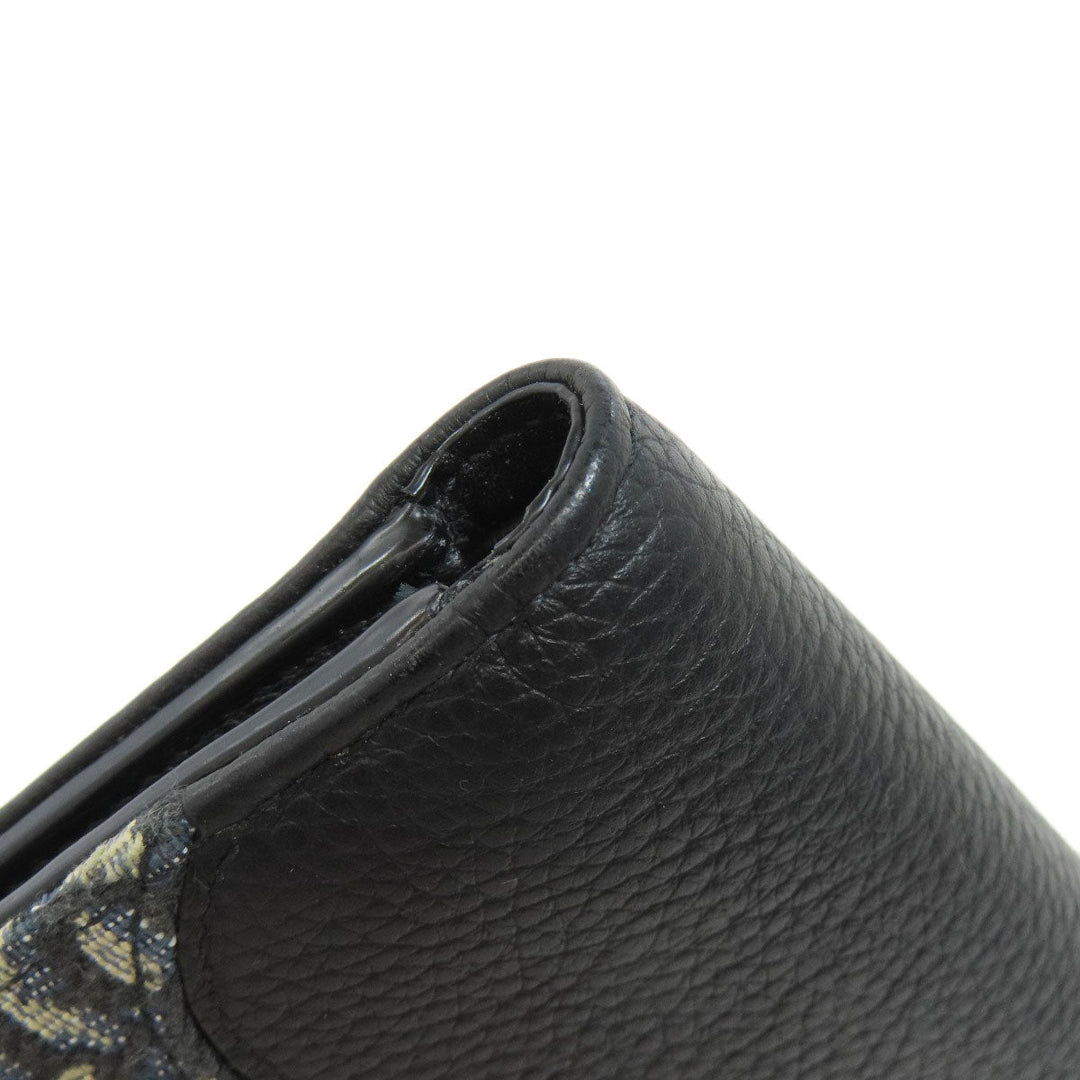 Christian Dior Bifold Wallet leather black Trotter Pattern