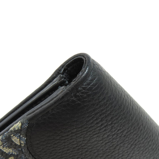 Christian Dior Bifold Wallet leather black Trotter Pattern