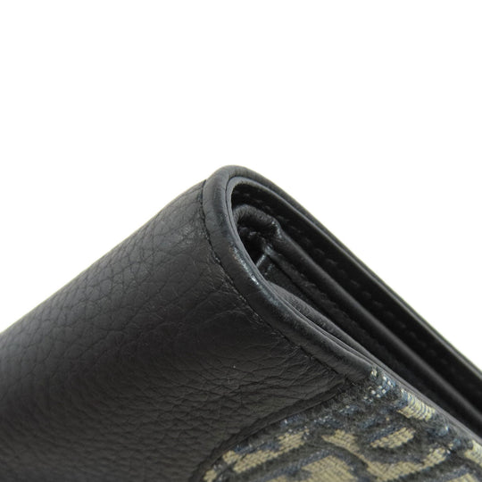 Christian Dior Bifold Wallet leather black Trotter Pattern