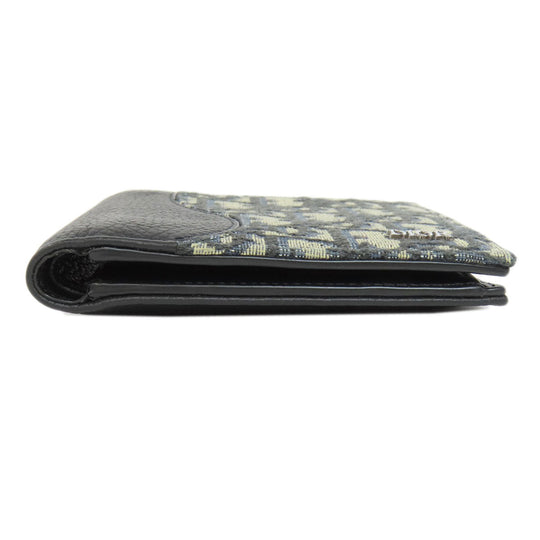 Christian Dior Bifold Wallet leather black Trotter Pattern