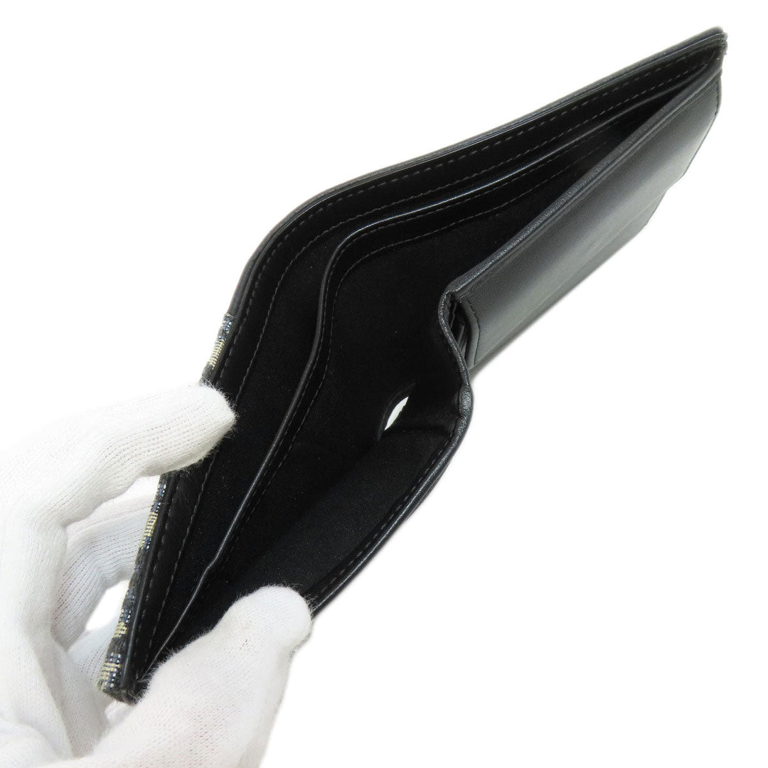 Christian Dior Bifold Wallet leather black Trotter Pattern