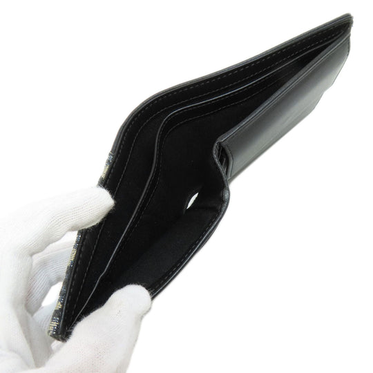 Christian Dior Bifold Wallet leather black Trotter Pattern