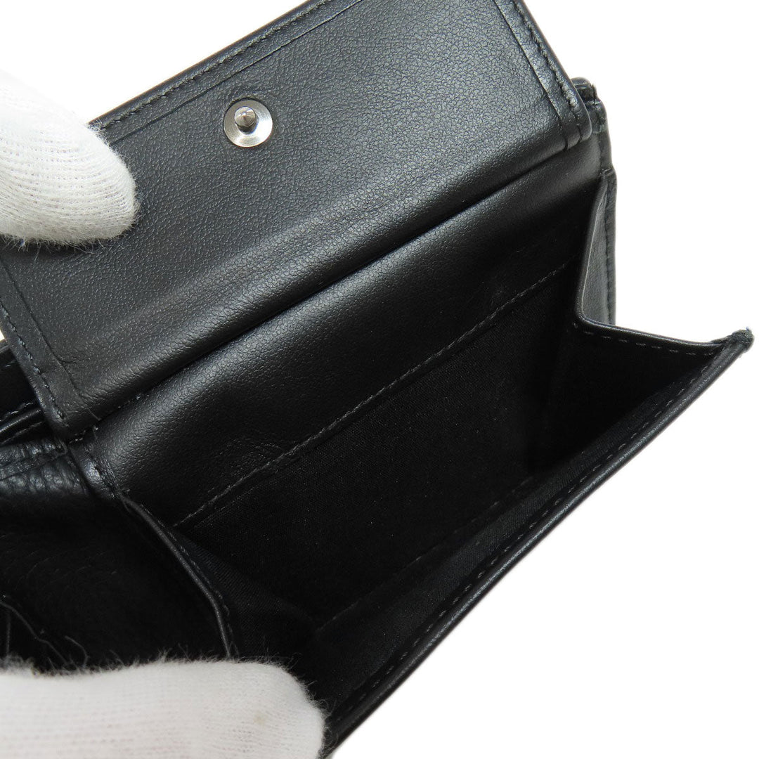 Christian Dior Bifold Wallet leather black Trotter Pattern