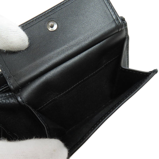 Christian Dior Bifold Wallet leather black Trotter Pattern