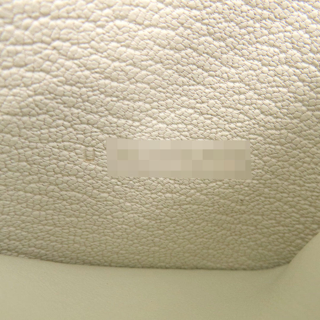 HERMES Card Case leather white Bearn Gold Metal Women Used Authentic