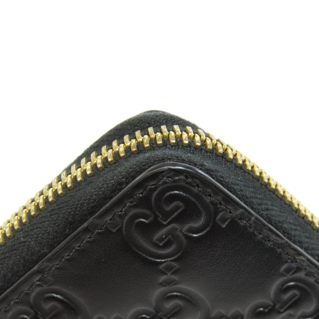 GUCCI Card Case 447939 leather black GG Shima Women Used Authentic
