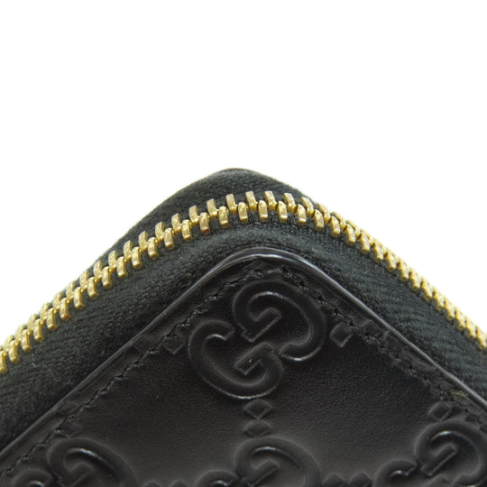 GUCCI Card Case 447939 leather black GG Shima Women Used Authentic