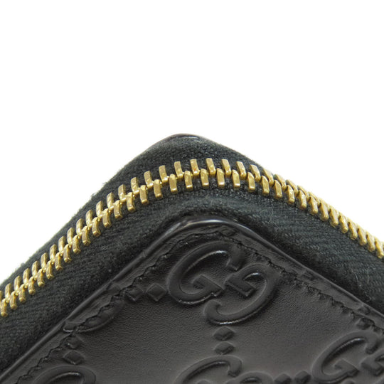 GUCCI Card Case 447939 leather black GG Shima Women Used Authentic