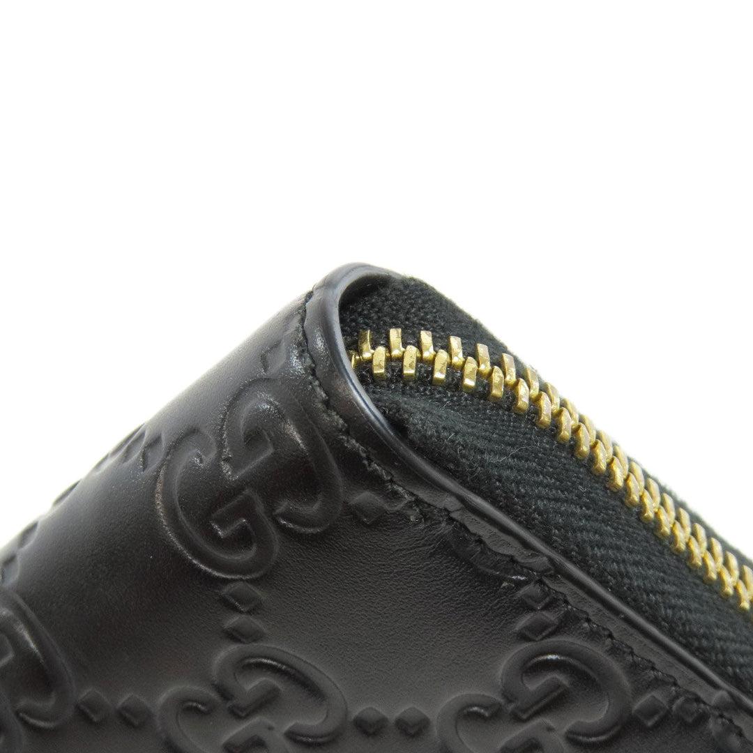 GUCCI Card Case 447939 leather black GG Shima Women Used Authentic