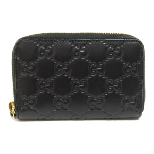 GUCCI Card Case 447939 leather black GG Shima Women Used Authentic