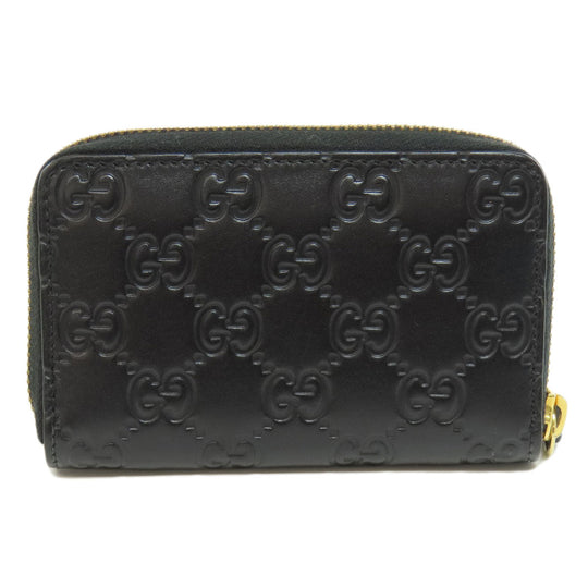GUCCI Card Case 447939 leather black GG Shima Women Used Authentic