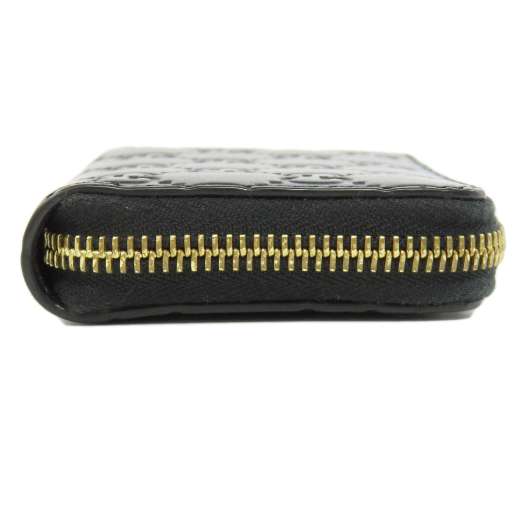 GUCCI Card Case 447939 leather black GG Shima Women Used Authentic