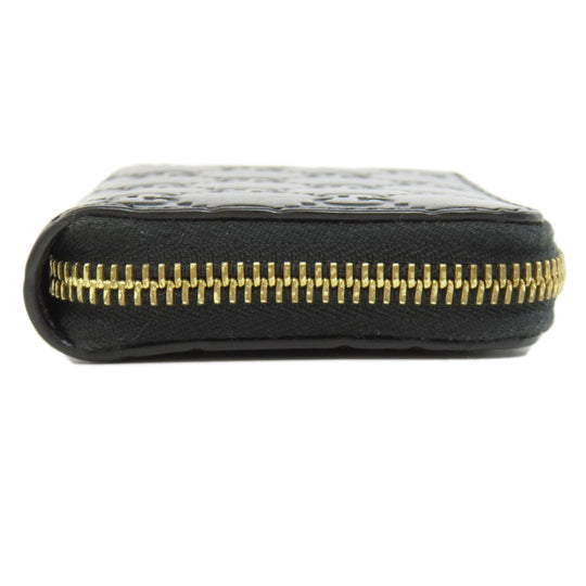GUCCI Card Case 447939 leather black GG Shima Women Used Authentic
