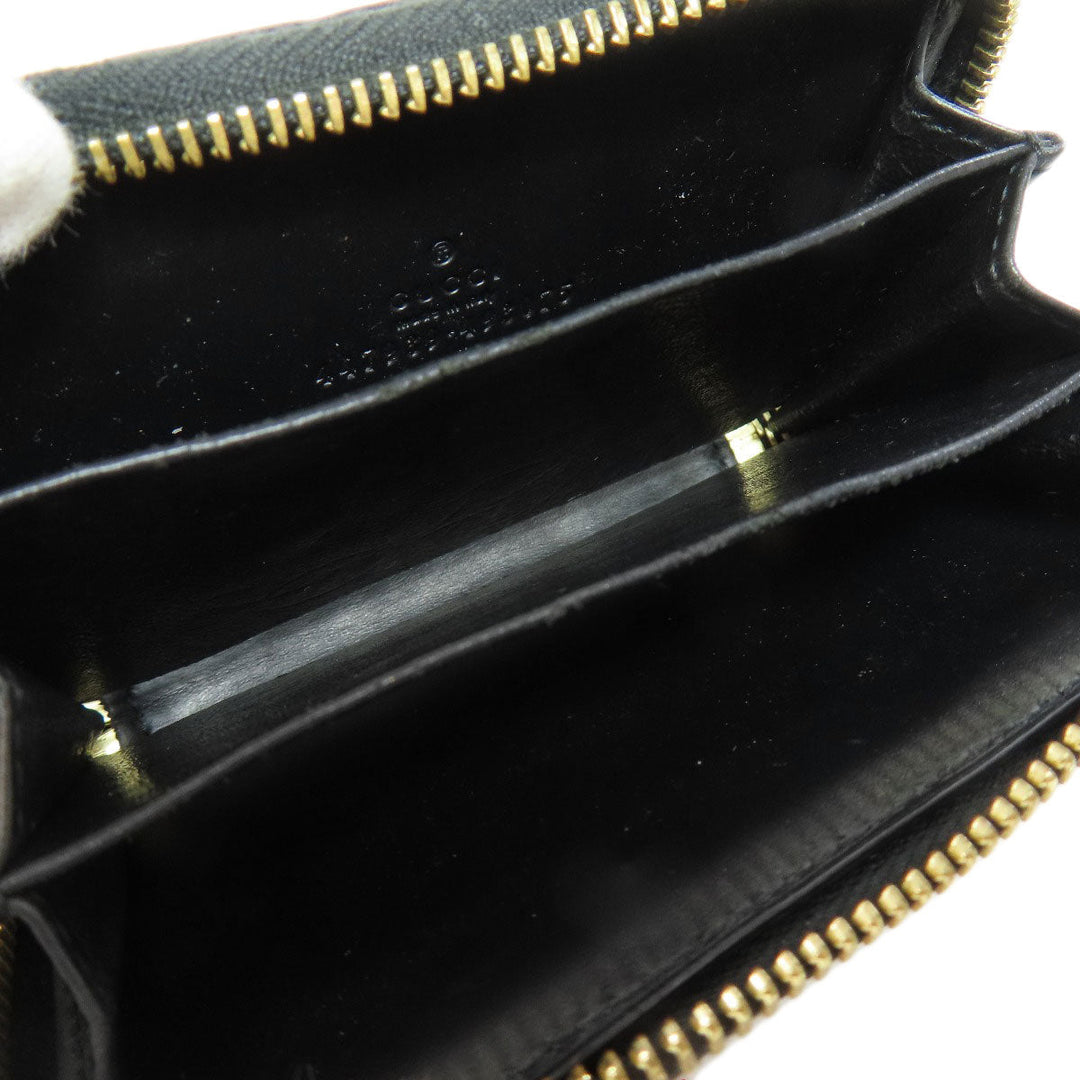 GUCCI Card Case 447939 leather black GG Shima Women Used Authentic