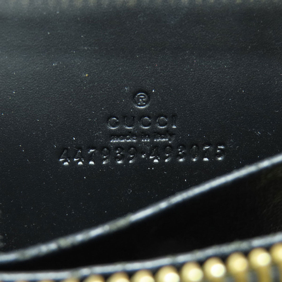 GUCCI Card Case 447939 leather black GG Shima Women Used Authentic