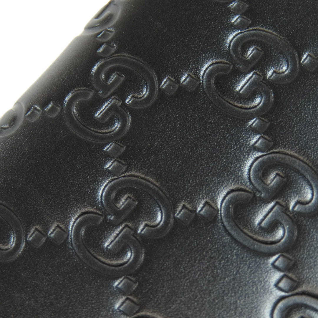 GUCCI Card Case 447939 leather black GG Shima Women Used Authentic