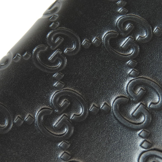 GUCCI Card Case 447939 leather black GG Shima Women Used Authentic