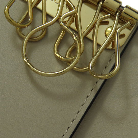 LOEWE Key case Key holder  leather beige Repeat AnagramPattern Women Used Authentic