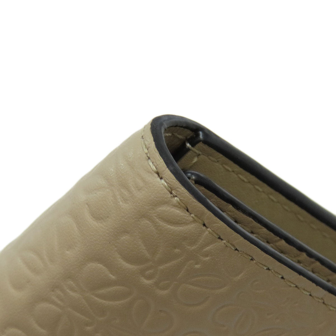 LOEWE Key case Key holder  leather beige Repeat AnagramPattern Women Used Authentic