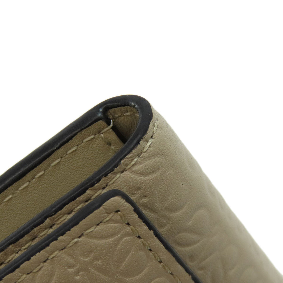 LOEWE Key case Key holder  leather beige Repeat AnagramPattern Women Used Authentic