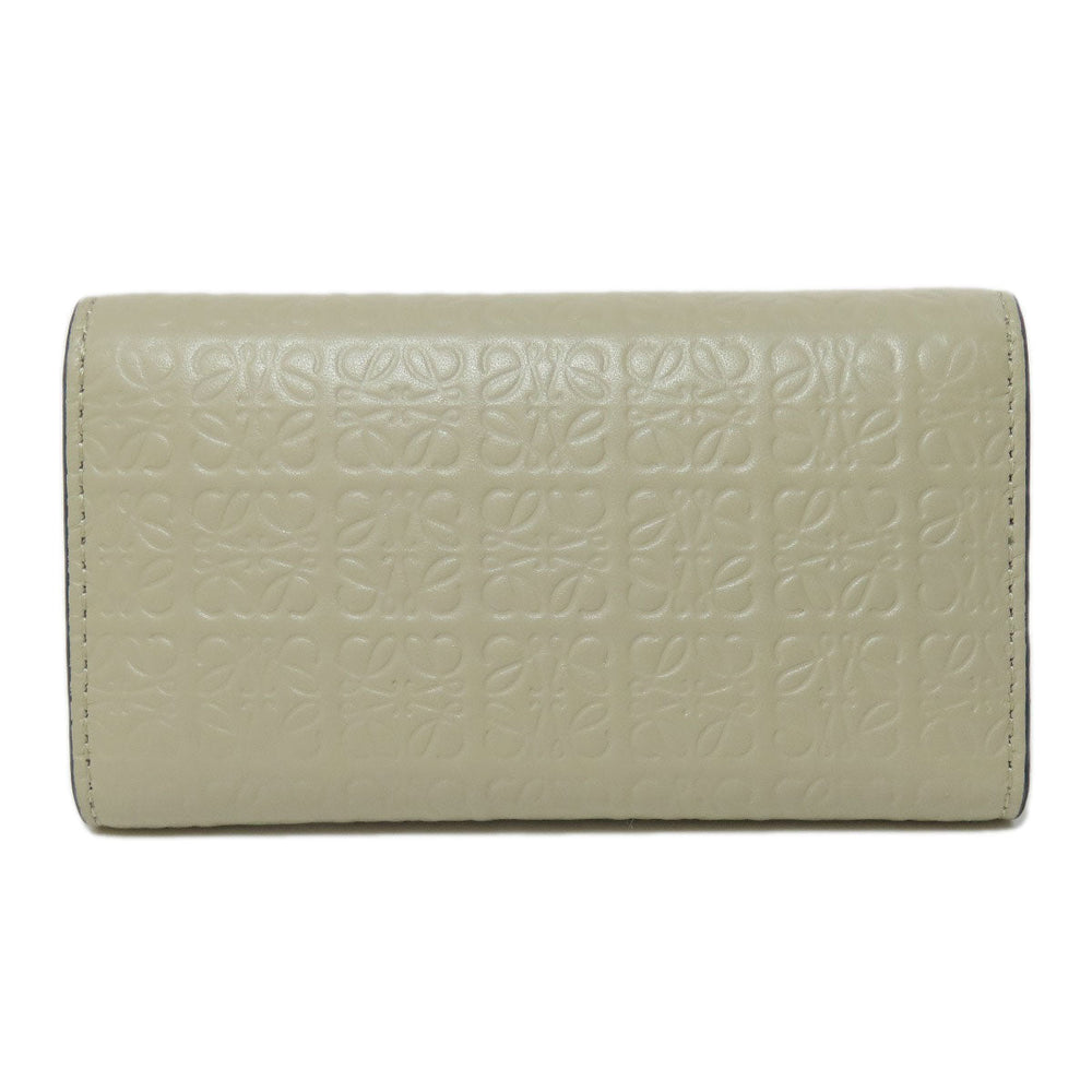 LOEWE Key case Key holder  leather beige Repeat AnagramPattern Women Used Authentic