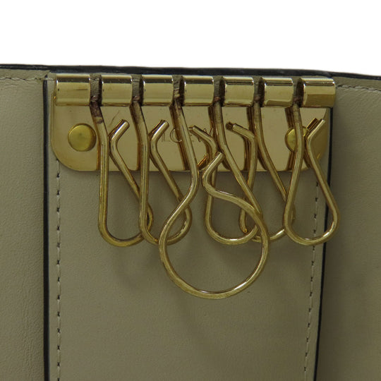 LOEWE Key case Key holder  leather beige Repeat AnagramPattern Women Used Authentic