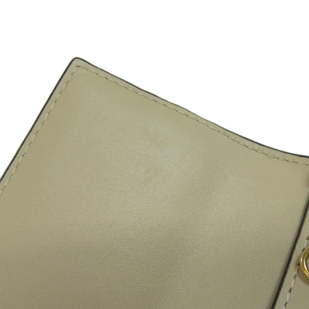 LOEWE Key case Key holder  leather beige Repeat AnagramPattern Women Used Authentic