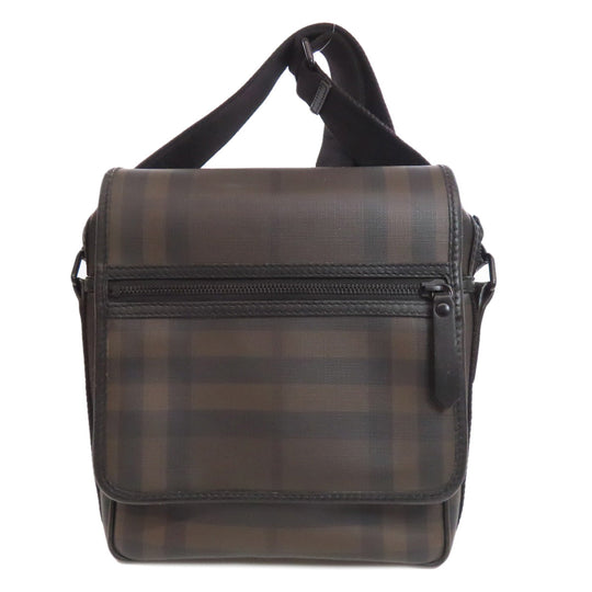 BURBERRY Shoulder Bag Calfskin Brown Check Pattern Women Used Authentic