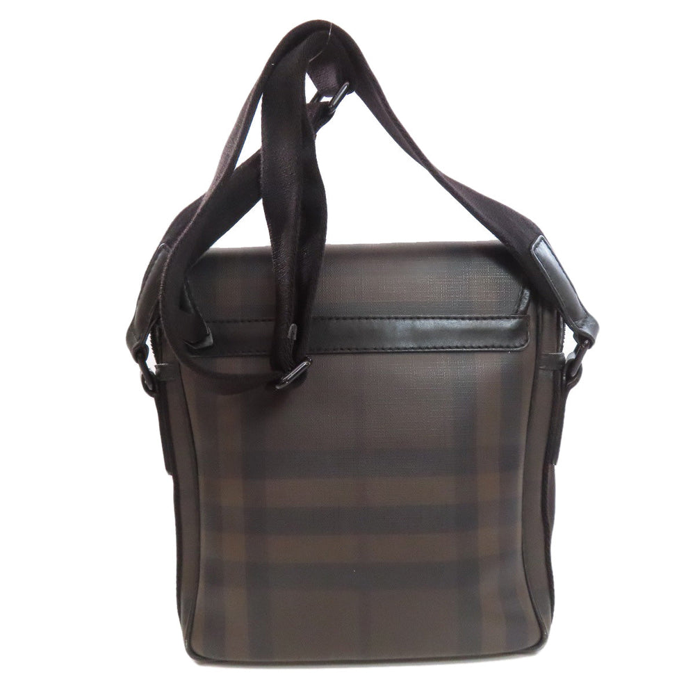 BURBERRY Shoulder Bag Calfskin Brown Check Pattern Women Used Authentic