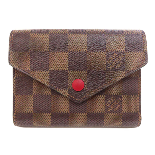LOUIS VUITTON Bifold Wallet N41659 Damier canvas Brown Portefeuille Victorine Women Used Authentic