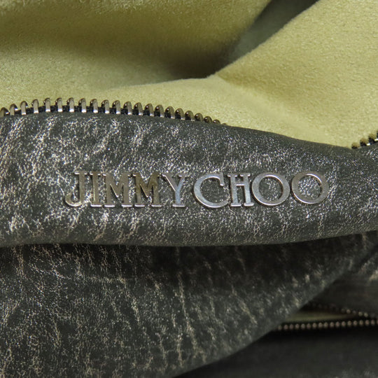 JIMMY CHOO Tote Bag leather gray Biker Chain Women Used Authentic