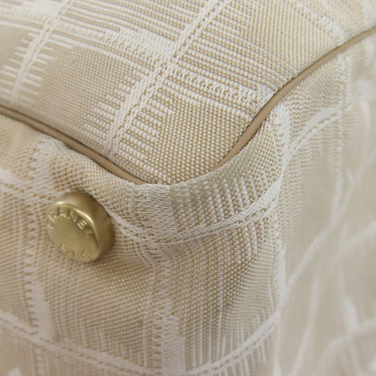 CHANEL Tote Bag Nylon jacquard beige New Travel Line MM Women Used Authentic