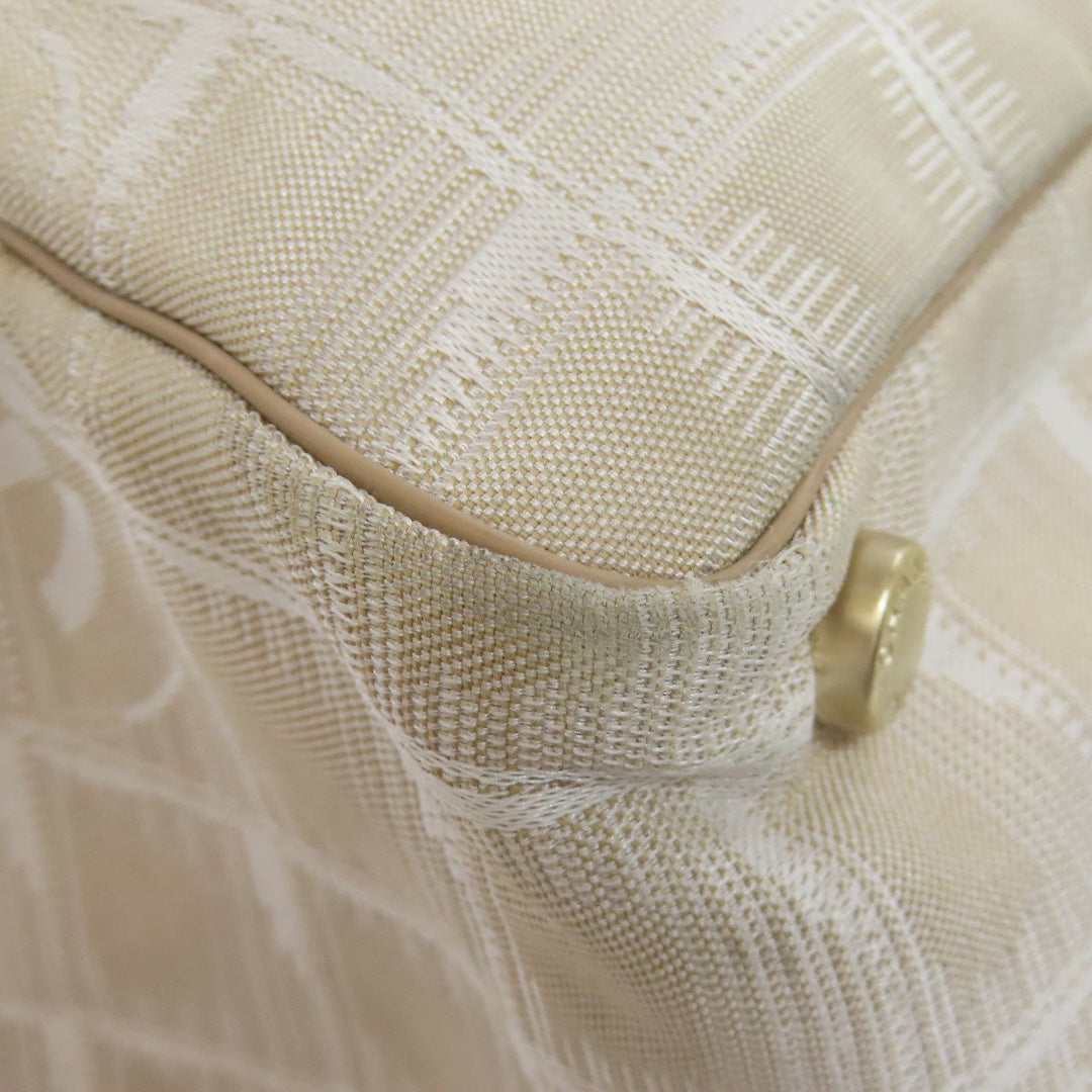 CHANEL Tote Bag Nylon jacquard beige New Travel Line MM Women Used Authentic