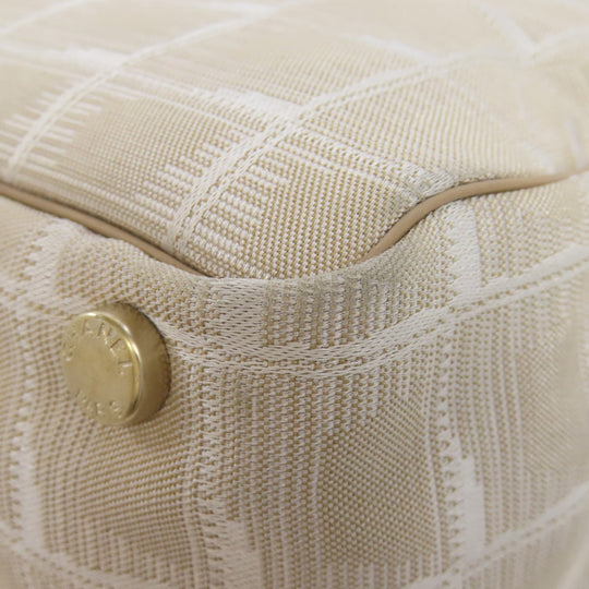 CHANEL Tote Bag Nylon jacquard beige New Travel Line MM Women Used Authentic