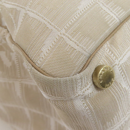 CHANEL Tote Bag Nylon jacquard beige New Travel Line MM Women Used Authentic