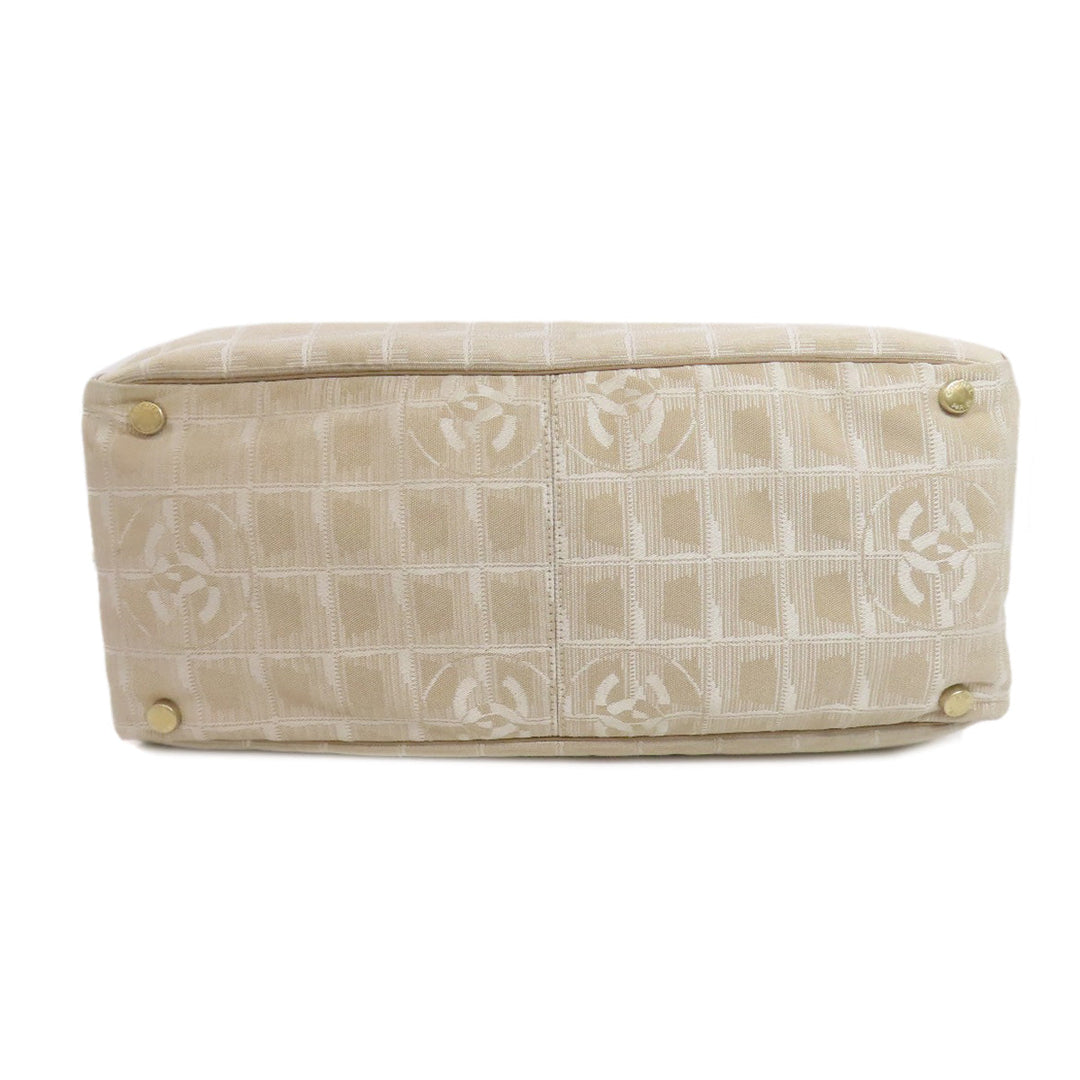 CHANEL Tote Bag Nylon jacquard beige New Travel Line MM Women Used Authentic