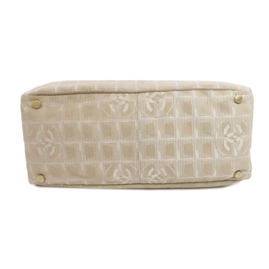 CHANEL Tote Bag Nylon jacquard beige New Travel Line MM Women Used Authentic