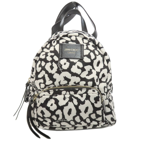 JIMMY CHOO Backpack Nylon black Dalmatian Pattern Women Used Authentic