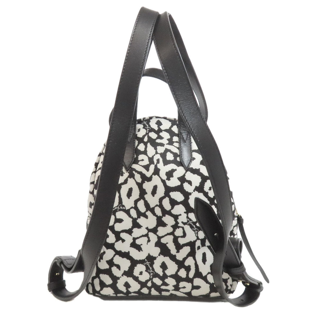 JIMMY CHOO Backpack Nylon black Dalmatian Pattern Women Used Authentic