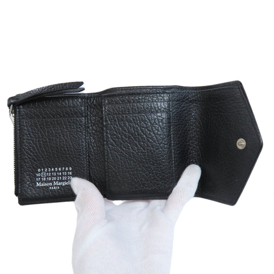 Maison Margiela Bifold Wallet leather black Tri-fold wallet Women Used Authentic