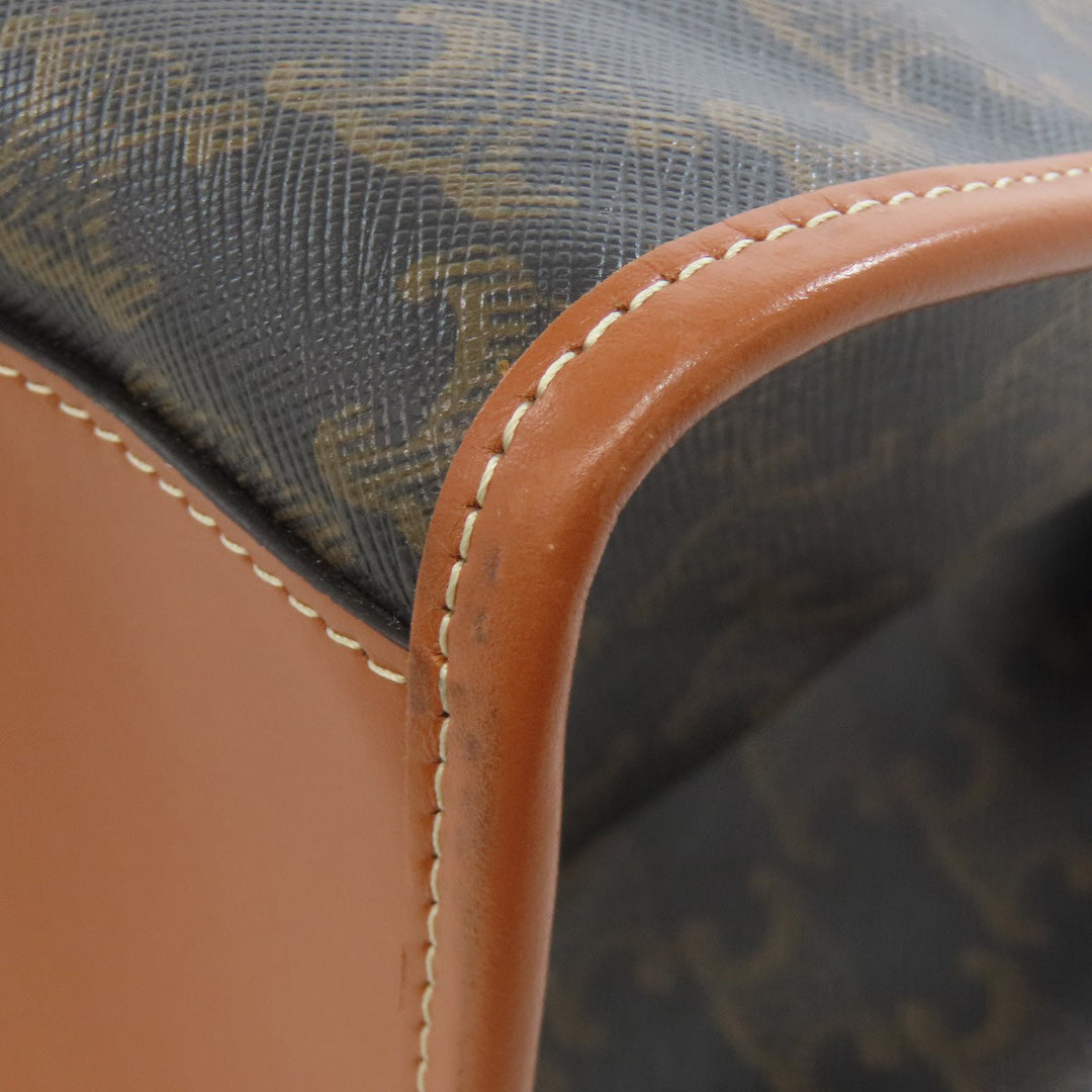 CELINE Tote Bag PVC Brown Triomphe Women Used Authentic