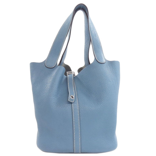 HERMES Handbag Taurillon Clemence blue Picotin Lock MM SilverMetal Women Used Authentic