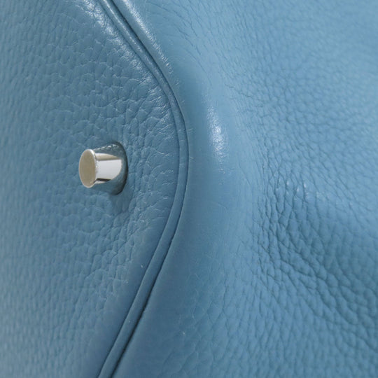 HERMES Handbag Taurillon Clemence blue Picotin Lock MM SilverMetal Women Used Authentic